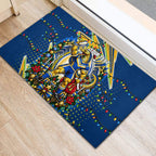 Personalized Parramatta Eels Rugby Christmas Rubber Doormat Holiday Mascot Graphic Art Festive Lights Bow