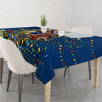 Personalized Parramatta Eels Rugby Christmas Tablecloth Holiday Mascot Graphic Art Festive Lights Bow