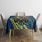 Personalized Parramatta Eels Rugby Christmas Tablecloth Holiday Mascot Graphic Art Festive Lights Bow