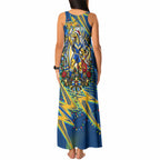 Personalized Parramatta Eels Rugby Christmas Tank Maxi Dress Holiday Mascot Graphic Art Festive Lights Bow