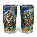 Personalized Parramatta Eels Rugby Christmas Tumbler Cup Holiday Mascot Graphic Art Festive Lights Bow