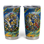 Personalized Parramatta Eels Rugby Christmas Tumbler Cup Holiday Mascot Graphic Art Festive Lights Bow