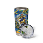 Personalized Parramatta Eels Rugby Christmas Tumbler Cup Holiday Mascot Graphic Art Festive Lights Bow