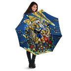 Personalized Parramatta Eels Rugby Christmas Umbrella Holiday Mascot Graphic Art Festive Lights Bow