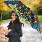 Personalized Parramatta Eels Rugby Christmas Umbrella Holiday Mascot Graphic Art Festive Lights Bow