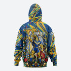 Personalized Parramatta Eels Rugby Christmas Zip Hoodie Holiday Mascot Graphic Art Festive Lights Bow