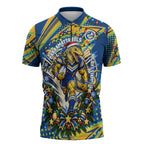 Personalized Parramatta Eels Rugby Christmas Zipper Polo Shirt Holiday Mascot Graphic Art Festive Lights Bow