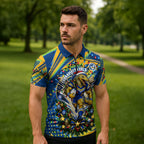 Personalized Parramatta Eels Rugby Christmas Zipper Polo Shirt Holiday Mascot Graphic Art Festive Lights Bow