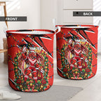 Personalized St. George Illawarra Dragons Rugby Christmas Laundry Basket Holiday Mascot Graphic Art Festive Lights Bow