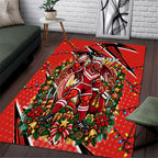 Personalized St. George Illawarra Dragons Rugby Christmas Area Rug Holiday Mascot Graphic Art Festive Lights Bow