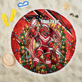Personalized St. George Illawarra Dragons Rugby Christmas Beach Blanket Holiday Mascot Graphic Art Festive Lights Bow