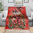Personalized St. George Illawarra Dragons Rugby Christmas Blanket Holiday Mascot Graphic Art Festive Lights Bow
