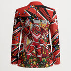 Personalized St. George Illawarra Dragons Rugby Christmas Blazer Holiday Mascot Graphic Art Festive Lights Bow