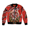 Personalized St. George Illawarra Dragons Rugby Christmas Bomber Jacket Holiday Mascot Graphic Art Festive Lights Bow