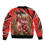 Personalized St. George Illawarra Dragons Rugby Christmas Bomber Jacket Holiday Mascot Graphic Art Festive Lights Bow