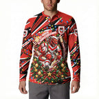 Personalized St. George Illawarra Dragons Rugby Christmas Button Sweatshirt Holiday Mascot Graphic Art Festive Lights Bow