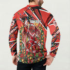 Personalized St. George Illawarra Dragons Rugby Christmas Button Sweatshirt Holiday Mascot Graphic Art Festive Lights Bow