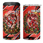 Personalized St. George Illawarra Dragons Rugby Christmas 4 in 1 Can Cooler Tumbler Holiday Mascot Graphic Art Festive Lights Bow