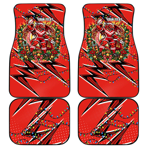 Personalized St. George Illawarra Dragons Rugby Christmas Car Mats Holiday Mascot Graphic Art Festive Lights Bow