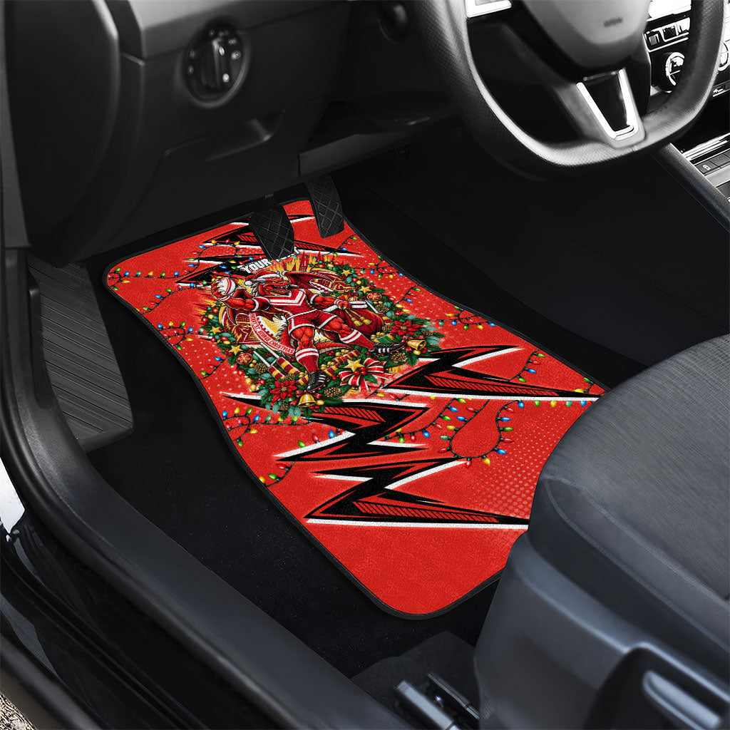 Personalized St. George Illawarra Dragons Rugby Christmas Car Mats Holiday Mascot Graphic Art Festive Lights Bow