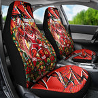 Personalized St. George Illawarra Dragons Rugby Christmas Car Seat Cover Holiday Mascot Graphic Art Festive Lights Bow
