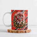 Personalized St. George Illawarra Dragons Rugby Christmas Ceramic Mug Holiday Mascot Graphic Art Festive Lights Bow