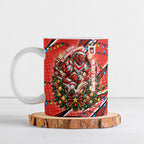 Personalized St. George Illawarra Dragons Rugby Christmas Ceramic Mug Holiday Mascot Graphic Art Festive Lights Bow
