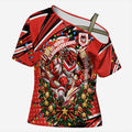 Personalized St. George Illawarra Dragons Rugby Christmas Cross Shoulder Shirt Holiday Mascot Graphic Art Festive Lights Bow