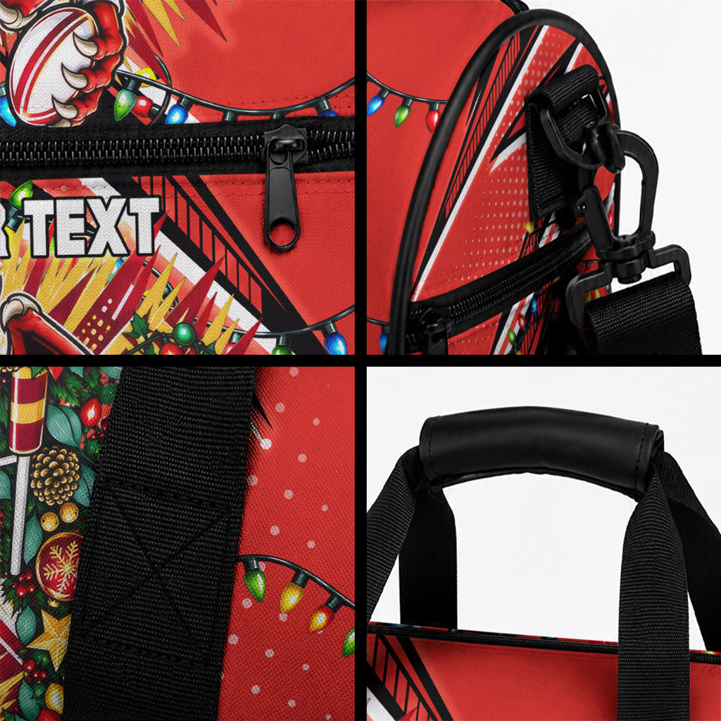 Personalized St. George Illawarra Dragons Rugby Christmas Duffle Bag Holiday Mascot Graphic Art Festive Lights Bow