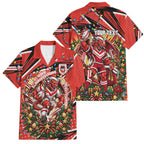 Personalized St. George Illawarra Dragons Rugby Christmas Family Matching Off Shoulder Short Dress and Hawaiian Shirt Holiday Mascot Graphic Art Festive Lights Bow