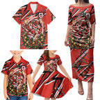 Personalized St. George Illawarra Dragons Rugby Christmas Family Matching Puletasi and Hawaiian Shirt Holiday Mascot Graphic Art Festive Lights Bow