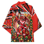Personalized St. George Illawarra Dragons Rugby Christmas Kimono Holiday Mascot Graphic Art Festive Lights Bow