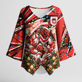 Personalized St. George Illawarra Dragons Rugby Christmas Kimono Sleeve Blouse Holiday Mascot Graphic Art Festive Lights Bow