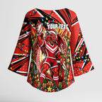 Personalized St. George Illawarra Dragons Rugby Christmas Kimono Sleeve Blouse Holiday Mascot Graphic Art Festive Lights Bow
