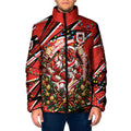 Personalized St. George Illawarra Dragons Rugby Christmas Padded Jacket Holiday Mascot Graphic Art Festive Lights Bow