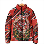 Personalized St. George Illawarra Dragons Rugby Christmas Padded Jacket Holiday Mascot Graphic Art Festive Lights Bow