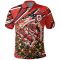 Personalized St. George Illawarra Dragons Rugby Christmas Polo Shirt Holiday Mascot Graphic Art Festive Lights Bow