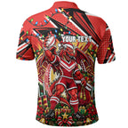 Personalized St. George Illawarra Dragons Rugby Christmas Polo Shirt Holiday Mascot Graphic Art Festive Lights Bow