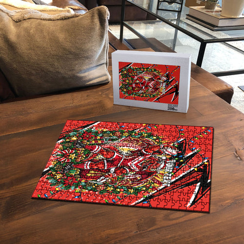 Personalized St. George Illawarra Dragons Rugby Christmas Puzzle Holiday Mascot Graphic Art Festive Lights Bow