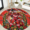 Personalized St. George Illawarra Dragons Rugby Christmas Round Carpet Holiday Mascot Graphic Art Festive Lights Bow
