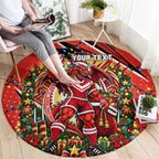 Personalized St. George Illawarra Dragons Rugby Christmas Round Carpet Holiday Mascot Graphic Art Festive Lights Bow