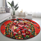 Personalized St. George Illawarra Dragons Rugby Christmas Round Carpet Holiday Mascot Graphic Art Festive Lights Bow