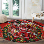 Personalized St. George Illawarra Dragons Rugby Christmas Round Carpet Holiday Mascot Graphic Art Festive Lights Bow