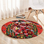 Personalized St. George Illawarra Dragons Rugby Christmas Round Carpet Holiday Mascot Graphic Art Festive Lights Bow