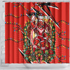 Personalized St. George Illawarra Dragons Rugby Christmas Shower Curtain Holiday Mascot Graphic Art Festive Lights Bow