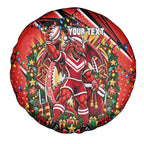 Personalized St. George Illawarra Dragons Rugby Christmas Spare Tire Cover Holiday Mascot Graphic Art Festive Lights Bow