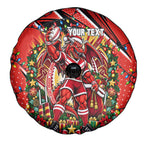 Personalized St. George Illawarra Dragons Rugby Christmas Spare Tire Cover Holiday Mascot Graphic Art Festive Lights Bow