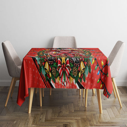 Personalized St. George Illawarra Dragons Rugby Christmas Tablecloth Holiday Mascot Graphic Art Festive Lights Bow