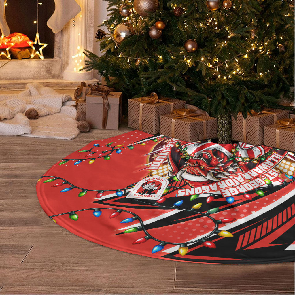 St. George Illawarra Dragons Rugby Christmas Tree Skirt Holiday Mascot Graphic Art Festive Lights Bow