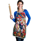 Personalized Sydney Roosters Rugby Christmas Apron Holiday Mascot Graphic Art Festive Lights Bow